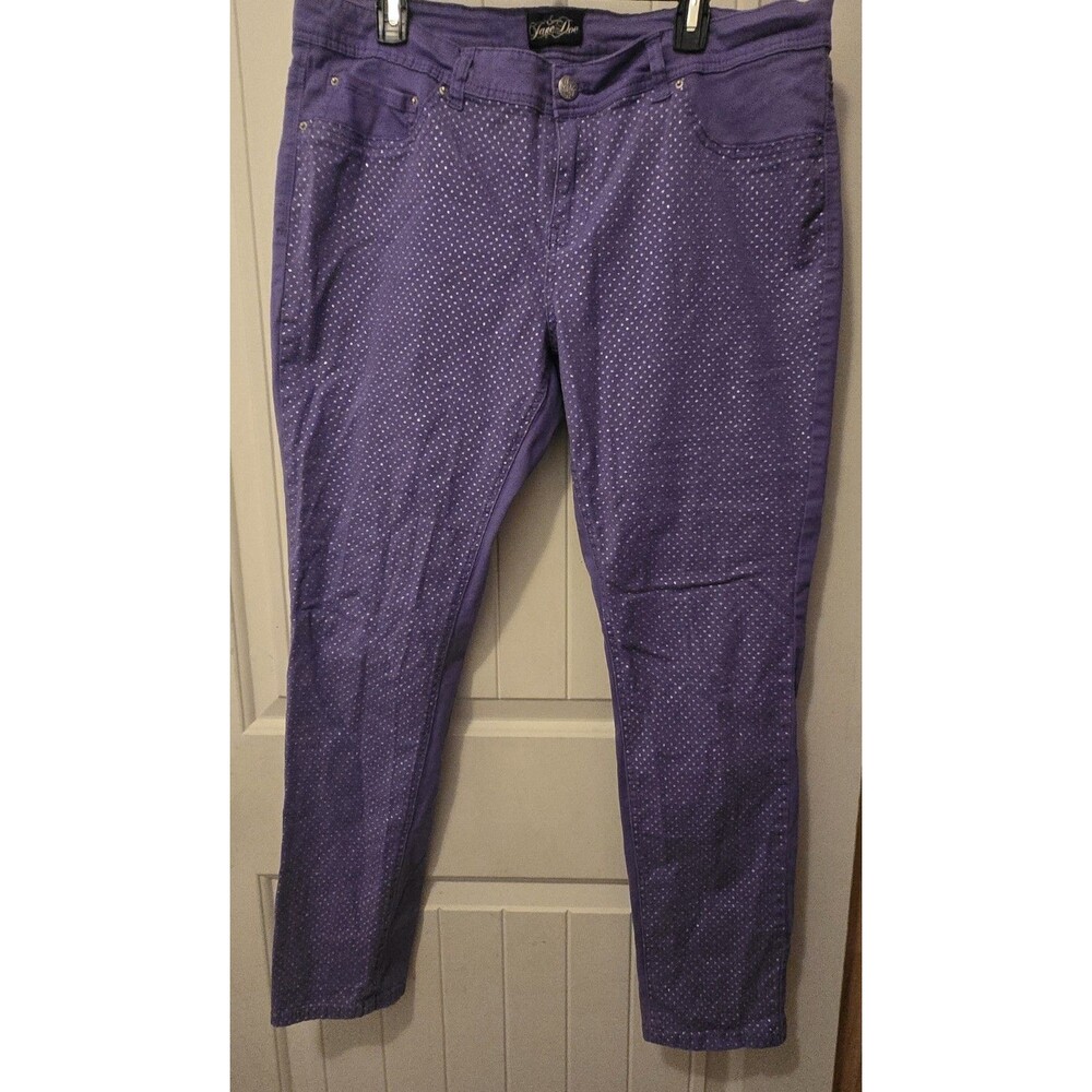 Jane Doe Purple Rhinestone Skinny Jeans Women's Size 18 Plus Bling Embellished